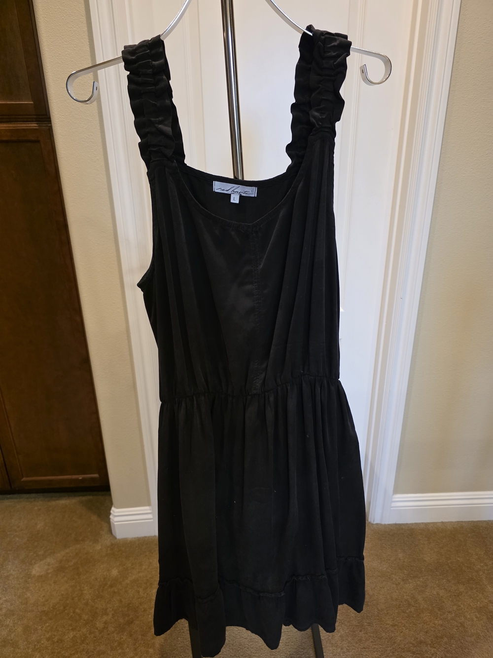 Red Haute Black Ruffle Strap Dress